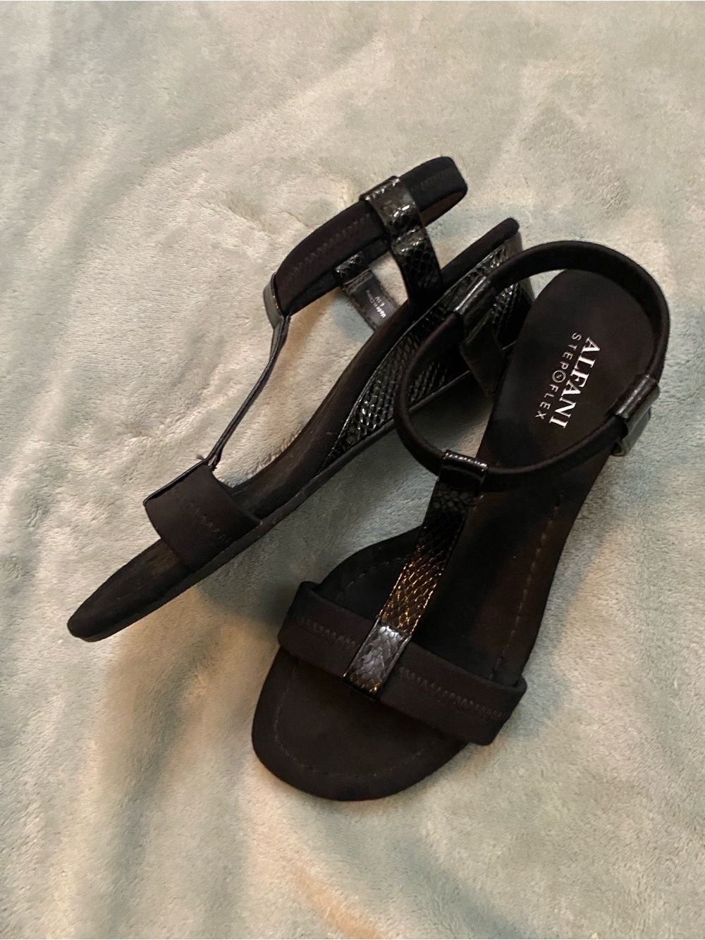 Alfani Black T-Strap Flat Sandals